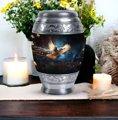 Red Sparrow flying aluminium Urn for ashes