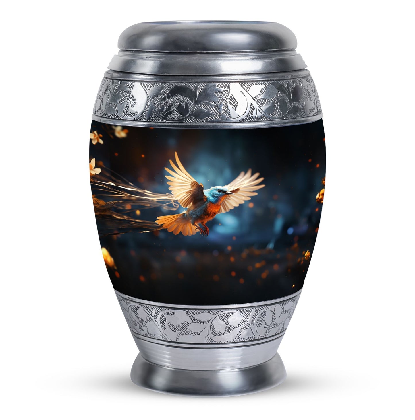 Red Sparrow flying aluminium Urn for ashes