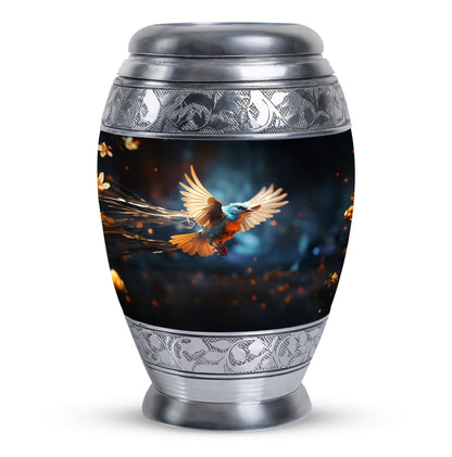 Red Sparrow flying aluminium Urn for ashes