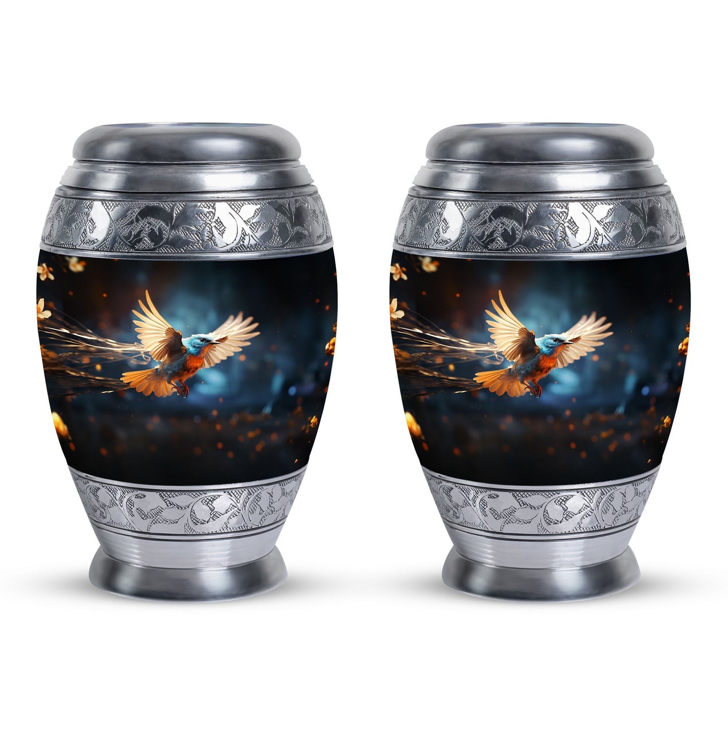 Red Sparrow flying aluminium Urn for ashes
