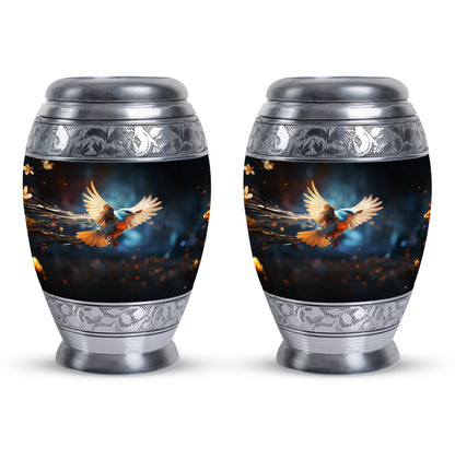 Red Sparrow flying aluminium Urn for ashes