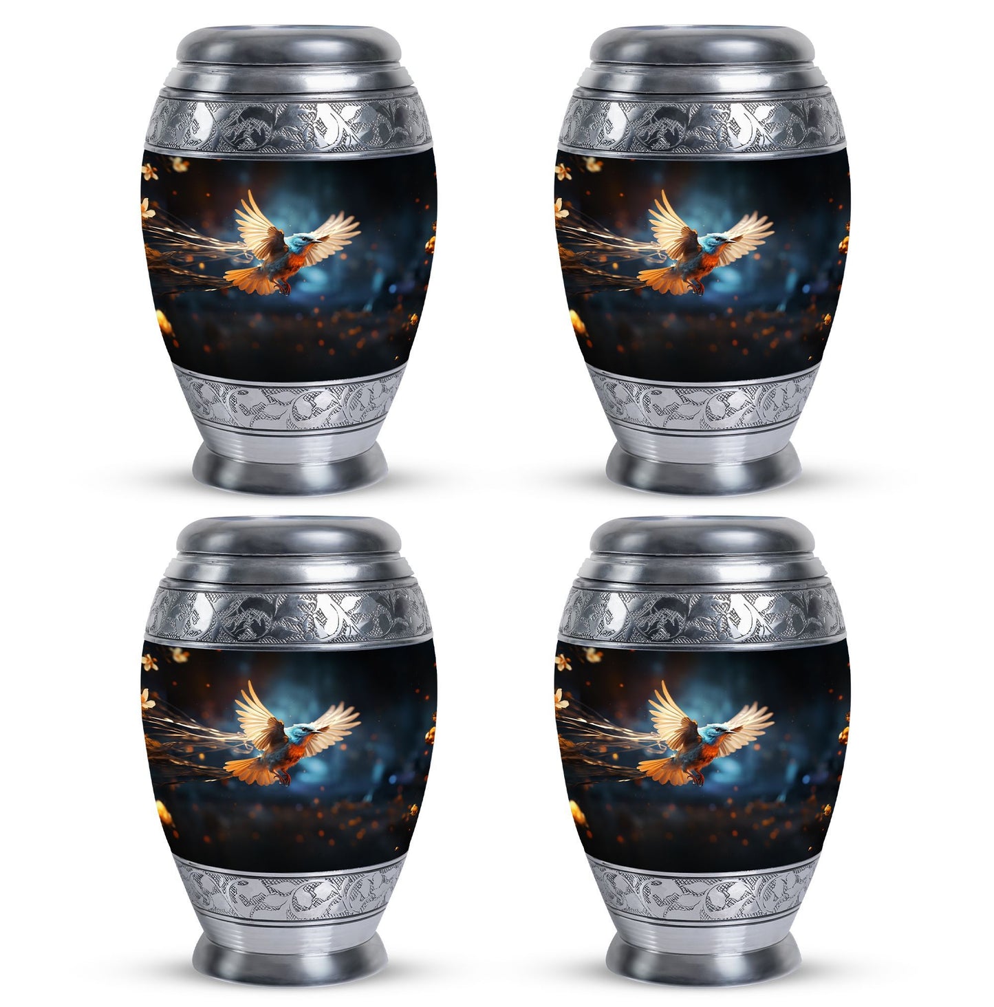 Red Sparrow flying aluminium Urn for ashes