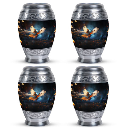 Red Sparrow flying aluminium Urn for ashes