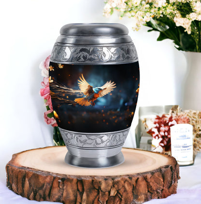 Red Sparrow flying aluminium Urn for ashes