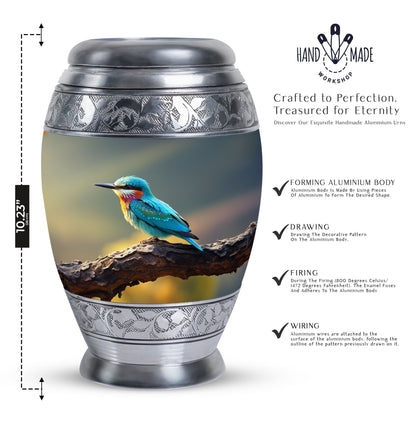 Classic Green Sparrow Memorial Urn, for human ashes.
