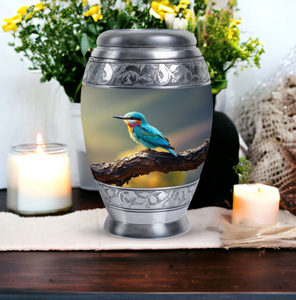 Classic Green Sparrow Memorial Urn, for human ashes.