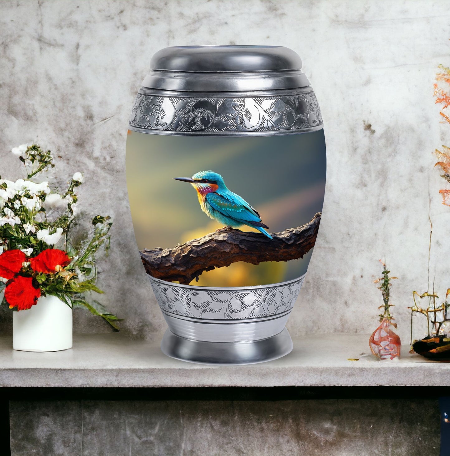 Classic Green Sparrow Memorial Urn, for human ashes.