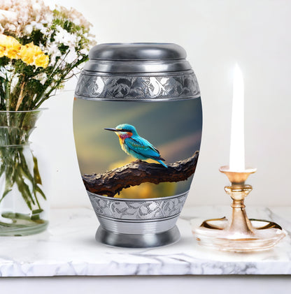 Classic Green Sparrow Memorial Urn, for human ashes.