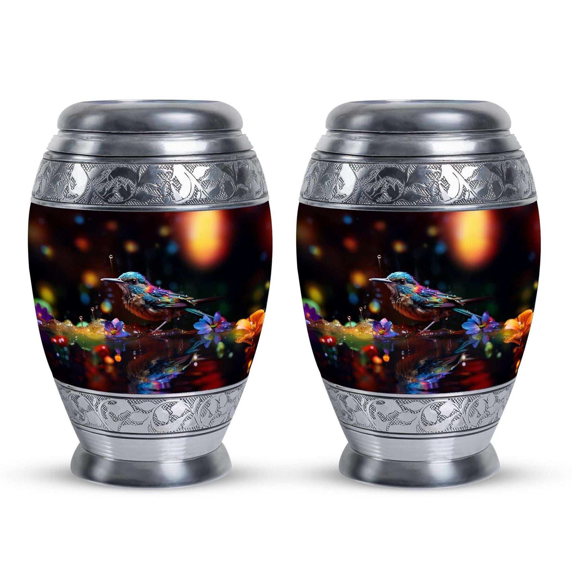 Blue Sparrow classic aluminum urn for cremation.