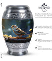 Sparrow Urn for Ashes, Large Aluminium Urn.