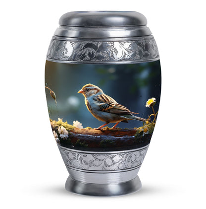 Sparrow Urn for Ashes, Large Aluminium Urn.