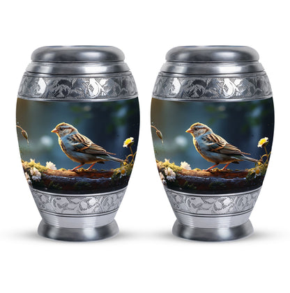 Sparrow Urn for Ashes, Large Aluminium Urn.