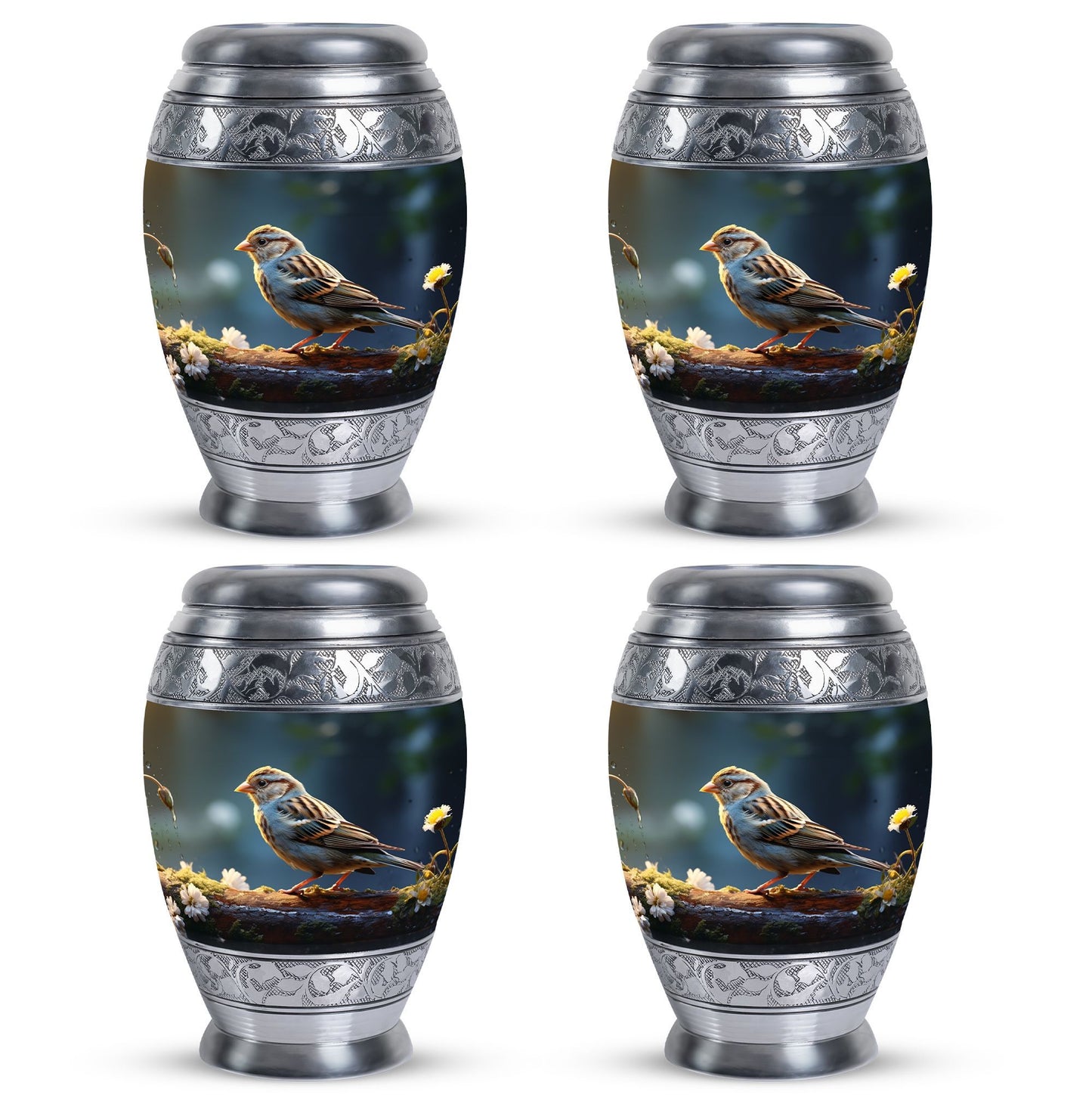 Sparrow Urn for Ashes, Large Aluminium Urn.