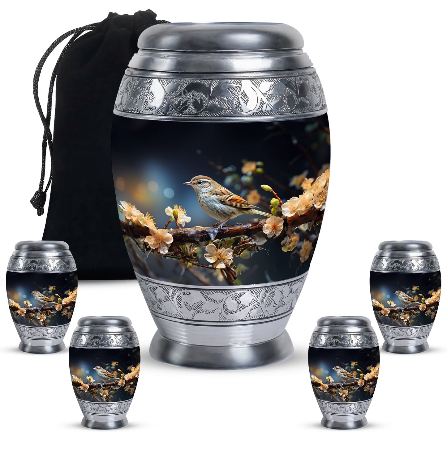 Personalized Bird Memorial Urn for Human Ashes - 10-inch, 200 cu in - Yatskia