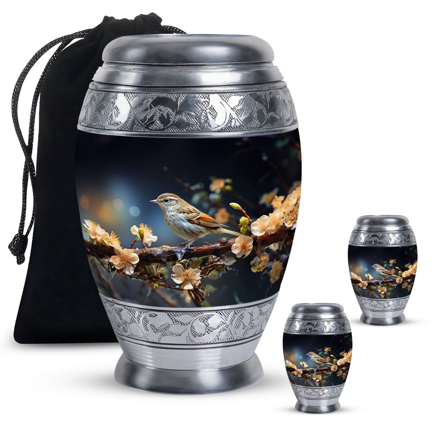 Personalized Bird Memorial Urn for Human Ashes - 10-inch, 200 cu in - Yatskia