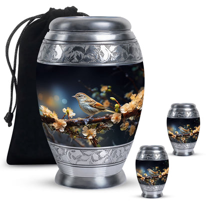 Personalized Bird Memorial Urn for Human Ashes - 10-inch, 200 cu in - Yatskia