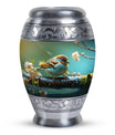 3-Inch Golden Sparrow Memorial Urn, classic design.