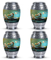 3-Inch Golden Sparrow Memorial Urn, classic design.