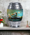 3-Inch Golden Sparrow Memorial Urn, classic design.