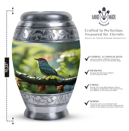 Red Sparrow Classic Large Urn for Ashes, Made of Aluminium
