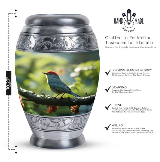 Red Sparrow Classic Large Urn for Ashes, Made of Aluminium