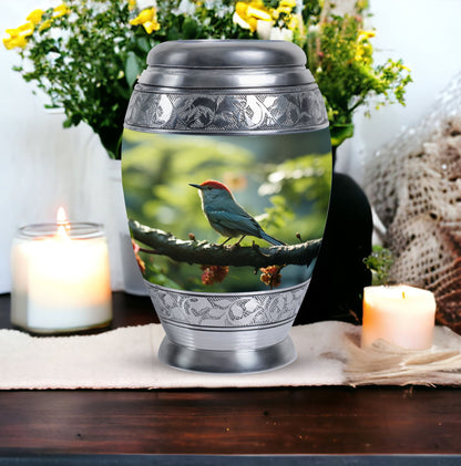 Red Sparrow Classic Large Urn for Ashes, Made of Aluminium