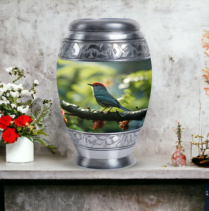 Red Sparrow Classic Large Urn for Ashes, Made of Aluminium