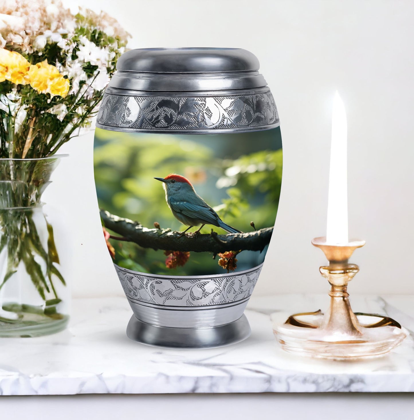 Red Sparrow Classic Large Urn for Ashes, Made of Aluminium