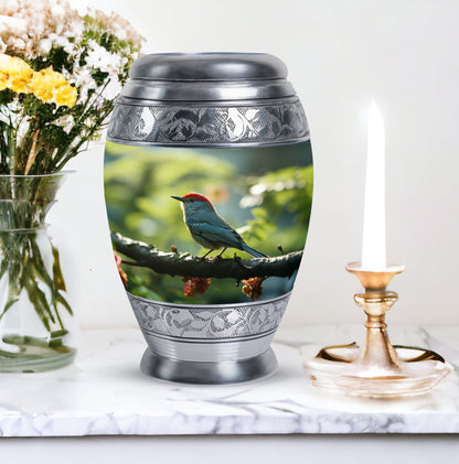 Red Sparrow Classic Large Urn for Ashes, Made of Aluminium