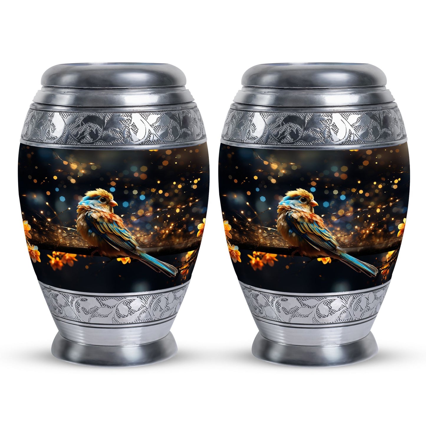 Classic Yellow Sparrow Urn for ashes, Large aluminium urn