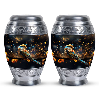 Classic Yellow Sparrow Urn for ashes, Large aluminium urn