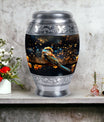 Classic Yellow Sparrow Urn for ashes, Large aluminium urn