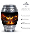 Phoenix Bird Memorial Urn, classic aluminium urn.