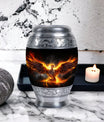 Phoenix Bird Memorial Urn, classic aluminium urn.