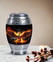 Phoenix Bird Memorial Urn, classic aluminium urn.