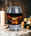 Phoenix Bird Memorial Urn, classic aluminium urn.