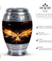 Yellow Phoenix 10-inch Urn, Personalized for Human Ashes