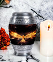 Yellow Phoenix 10-inch Urn, Personalized for Human Ashes