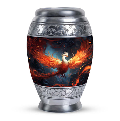 Classic white Phoenix cremation urn, aluminum large urn
