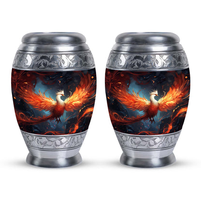 Classic white Phoenix cremation urn, aluminum large urn