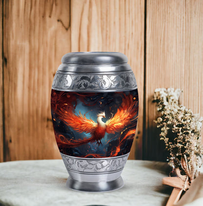 Classic white Phoenix cremation urn, aluminum large urn