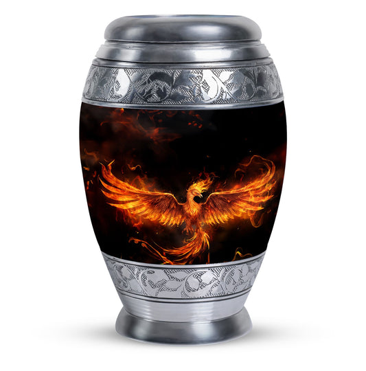 Classic Fire Phoenix Memorial Urn in Aluminium.