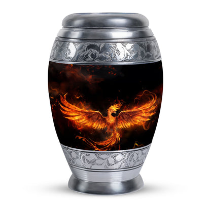 Classic Fire Phoenix Memorial Urn in Aluminium.