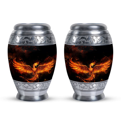 Classic Fire Phoenix Memorial Urn in Aluminium.