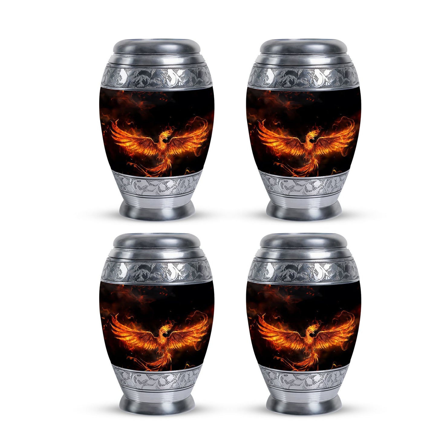 Classic Fire Phoenix Memorial Urn in Aluminium.