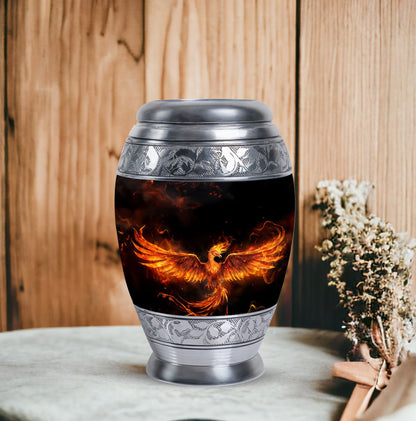 Classic Fire Phoenix Memorial Urn in Aluminium.