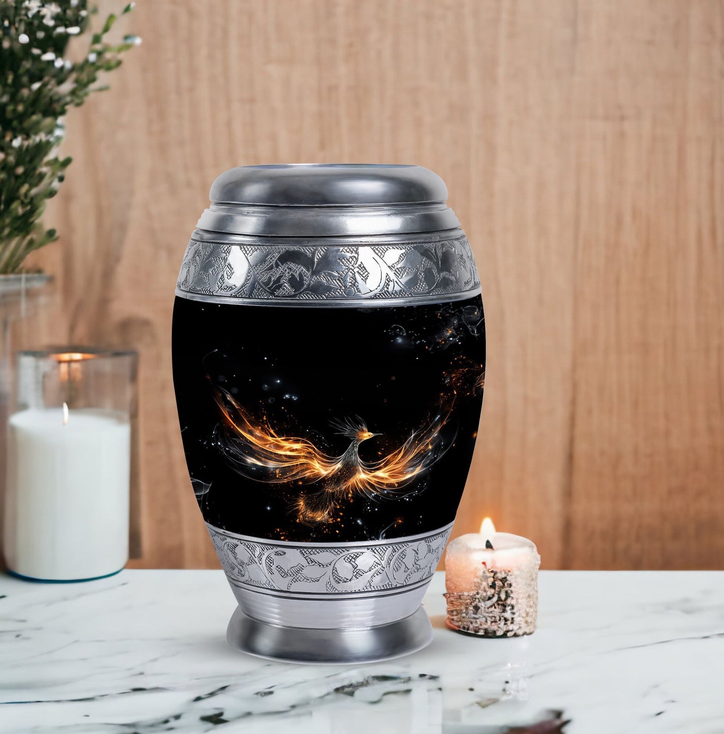 Shining Phoenix large Urn for human ashes.