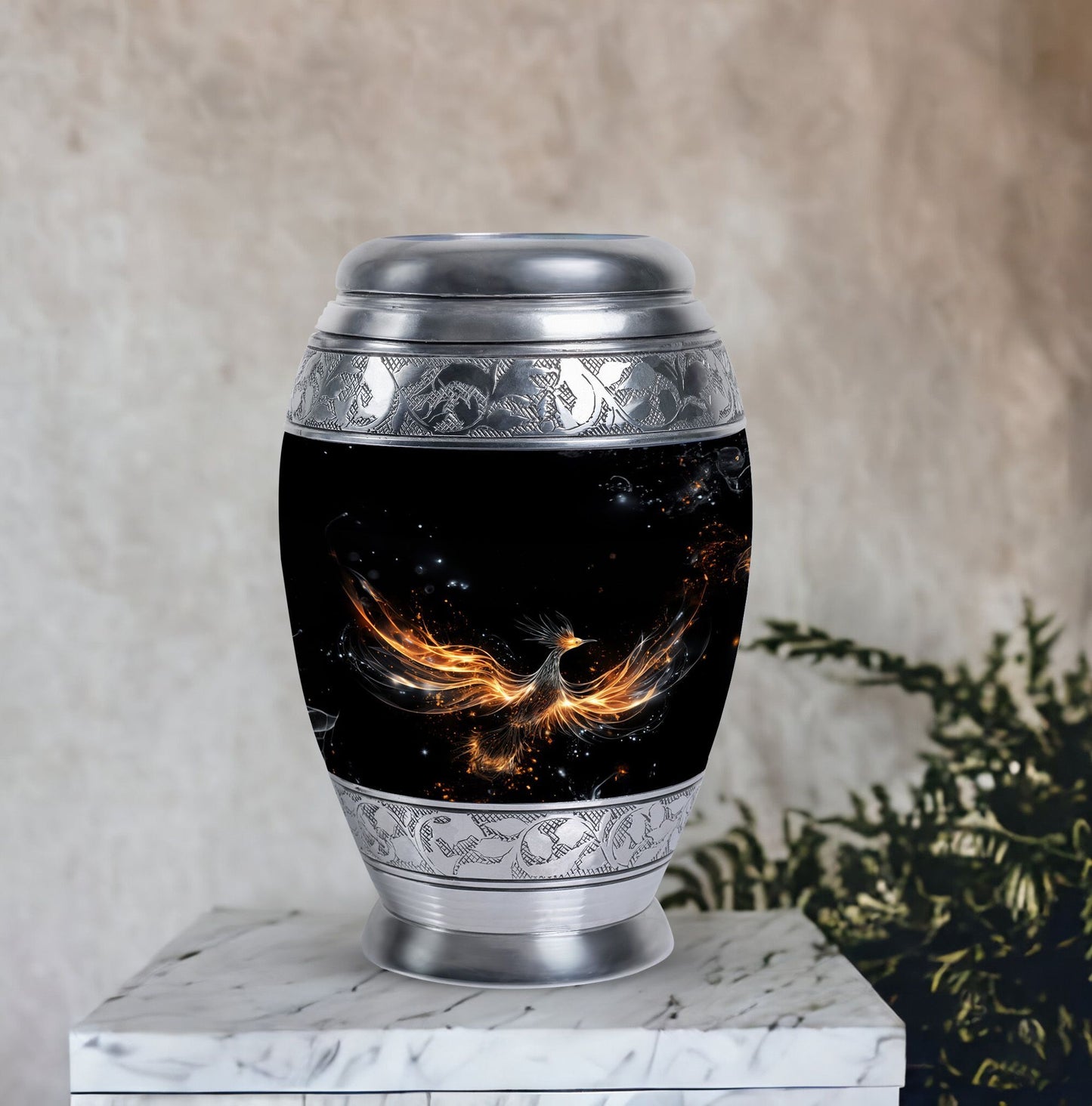 Shining Phoenix large Urn for human ashes.