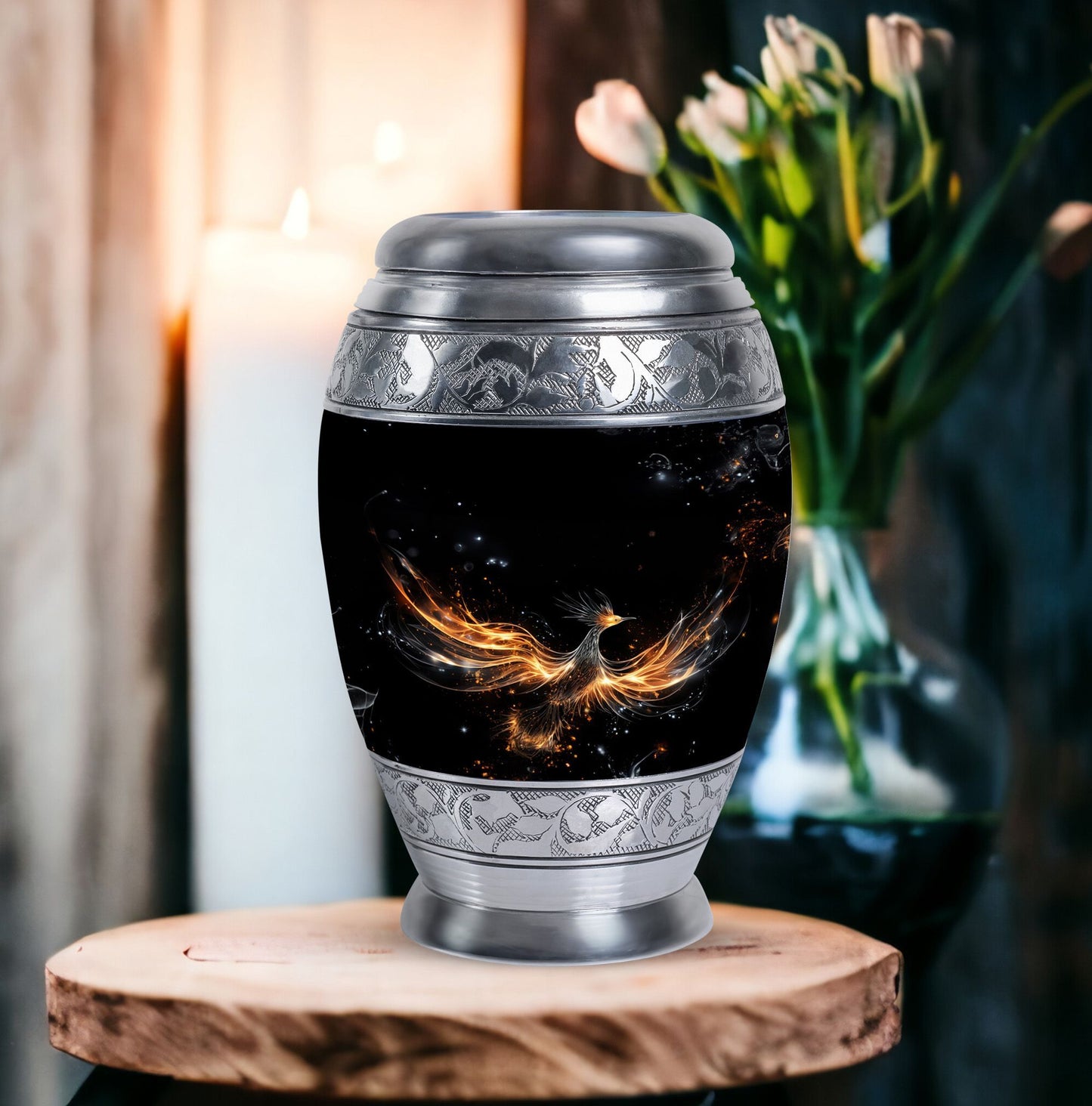 Shining Phoenix large Urn for human ashes.