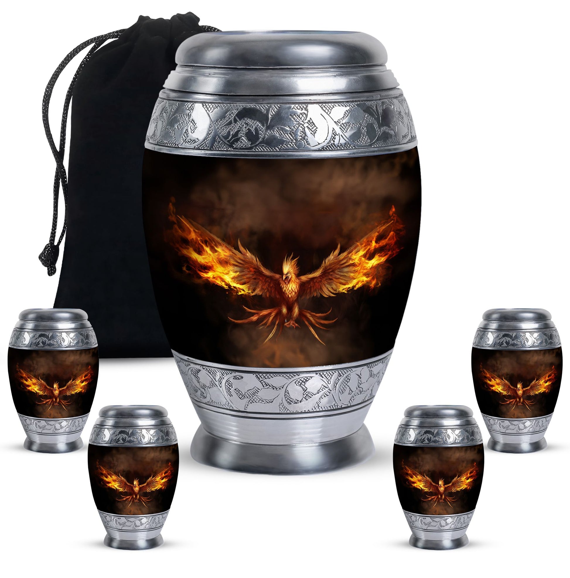 Angry Red Phoenix Memorial Urn | Phoenix Bird Container For Ashes